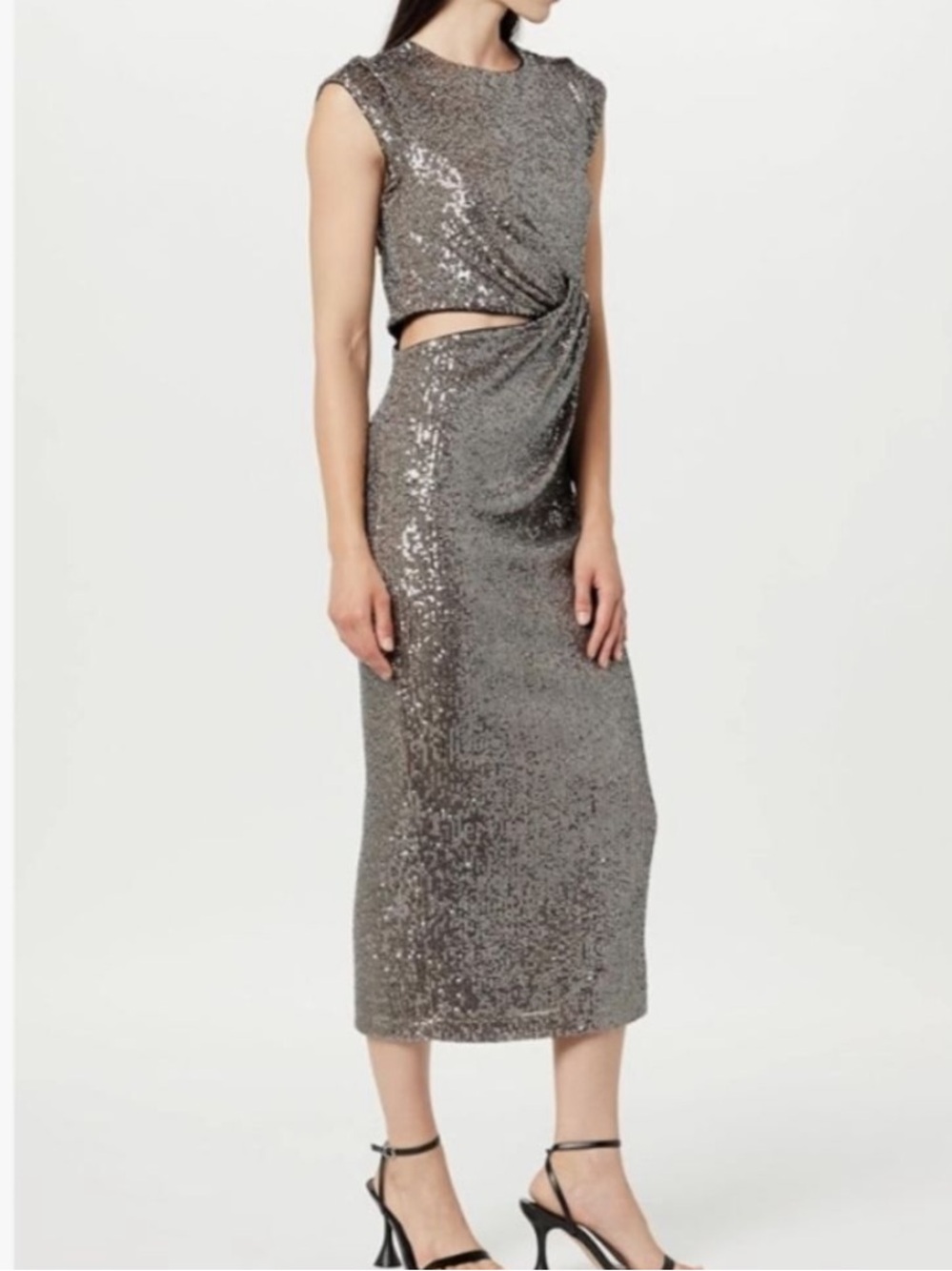 The Drop Sequin Twist Cutout Midi Dress